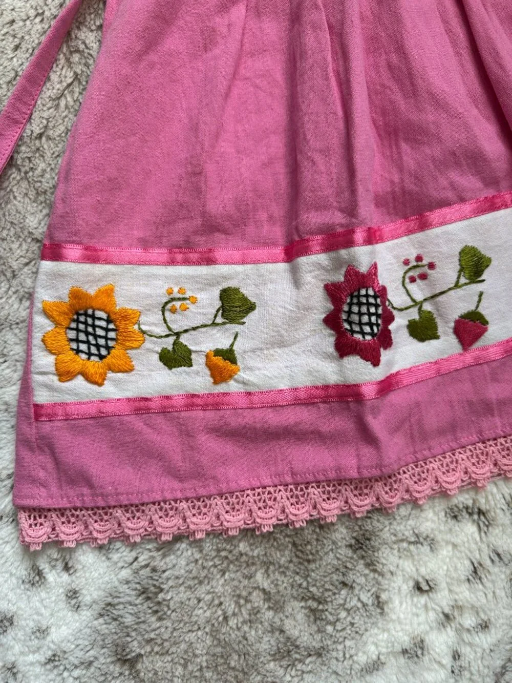 Pink fiesta floral dress girls 3T rainbow sunflower summer vacation girlhoodcore